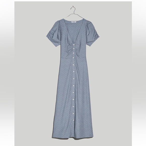 Madewell | Leedra Button-Front Midi Dress in Dot - Picture 5 of 7
